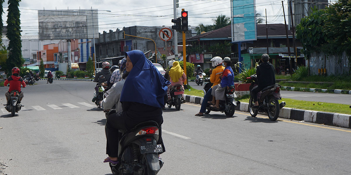 Aktifitas tukang ojek di Kota Timika